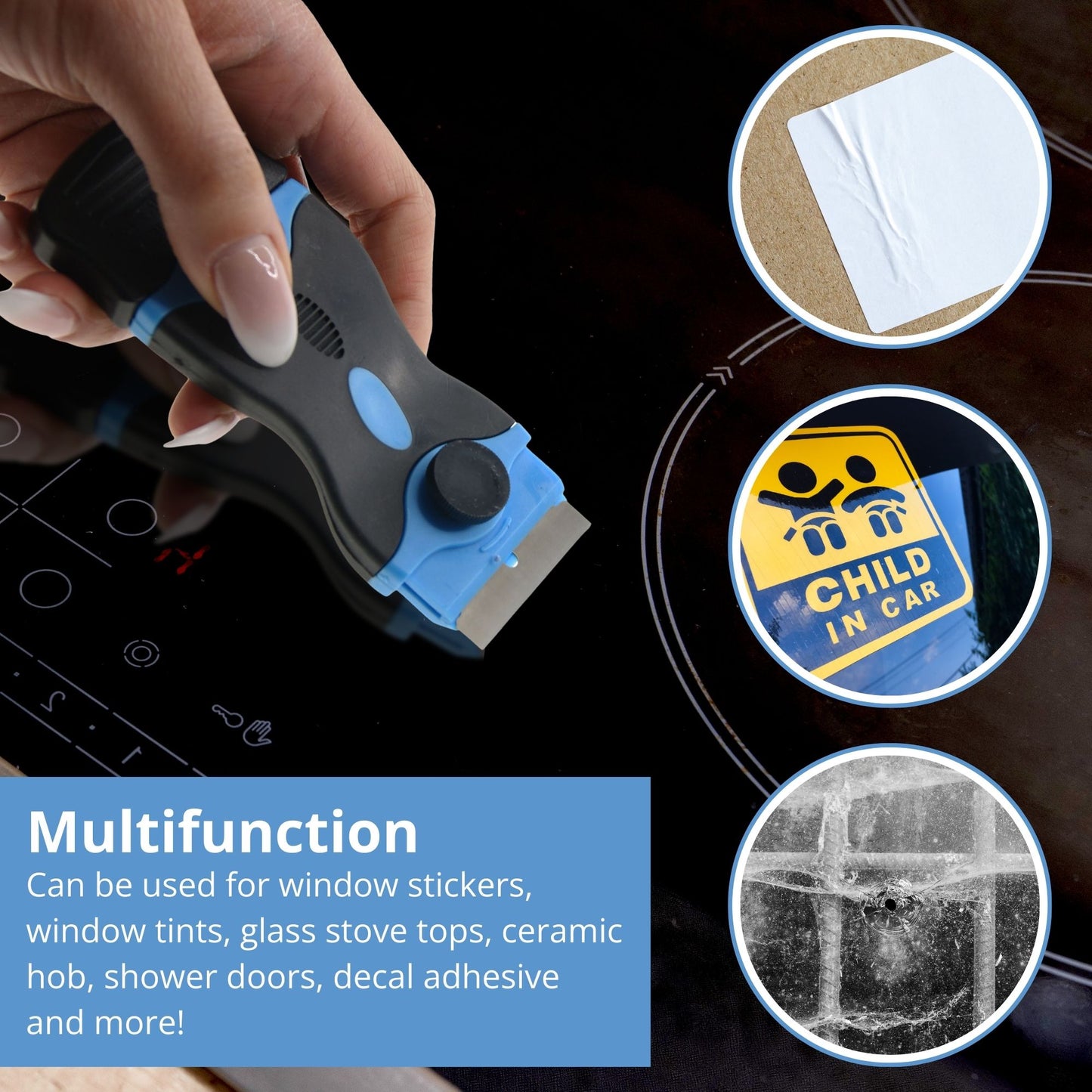 Ex-Pro Ceramic Hob Scraper / Universal Scraper Double Sided with 20 Blades