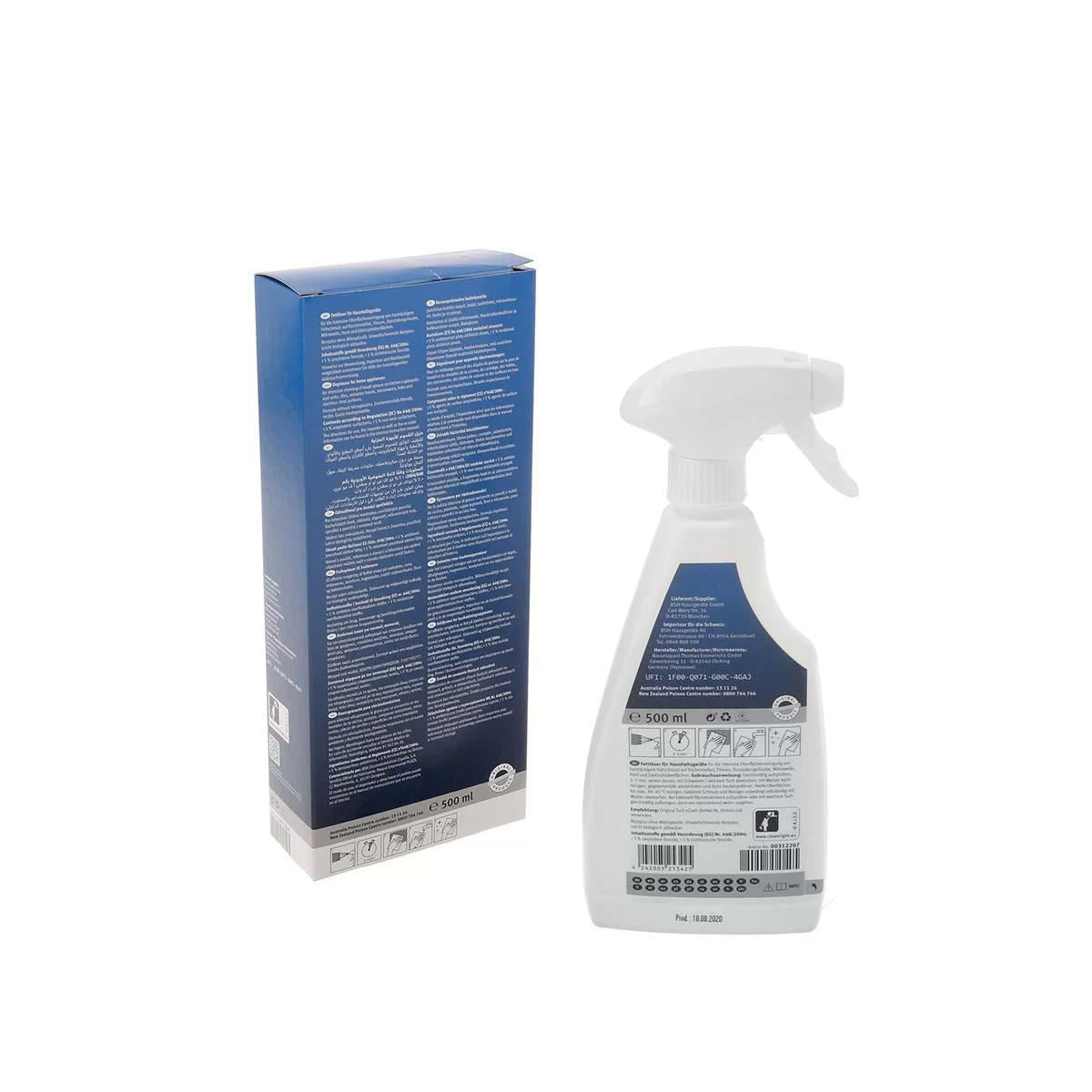 Bosch Universal Degreaser for Hob, Microwave Oven & Stainless Steel Surfaces 500ml